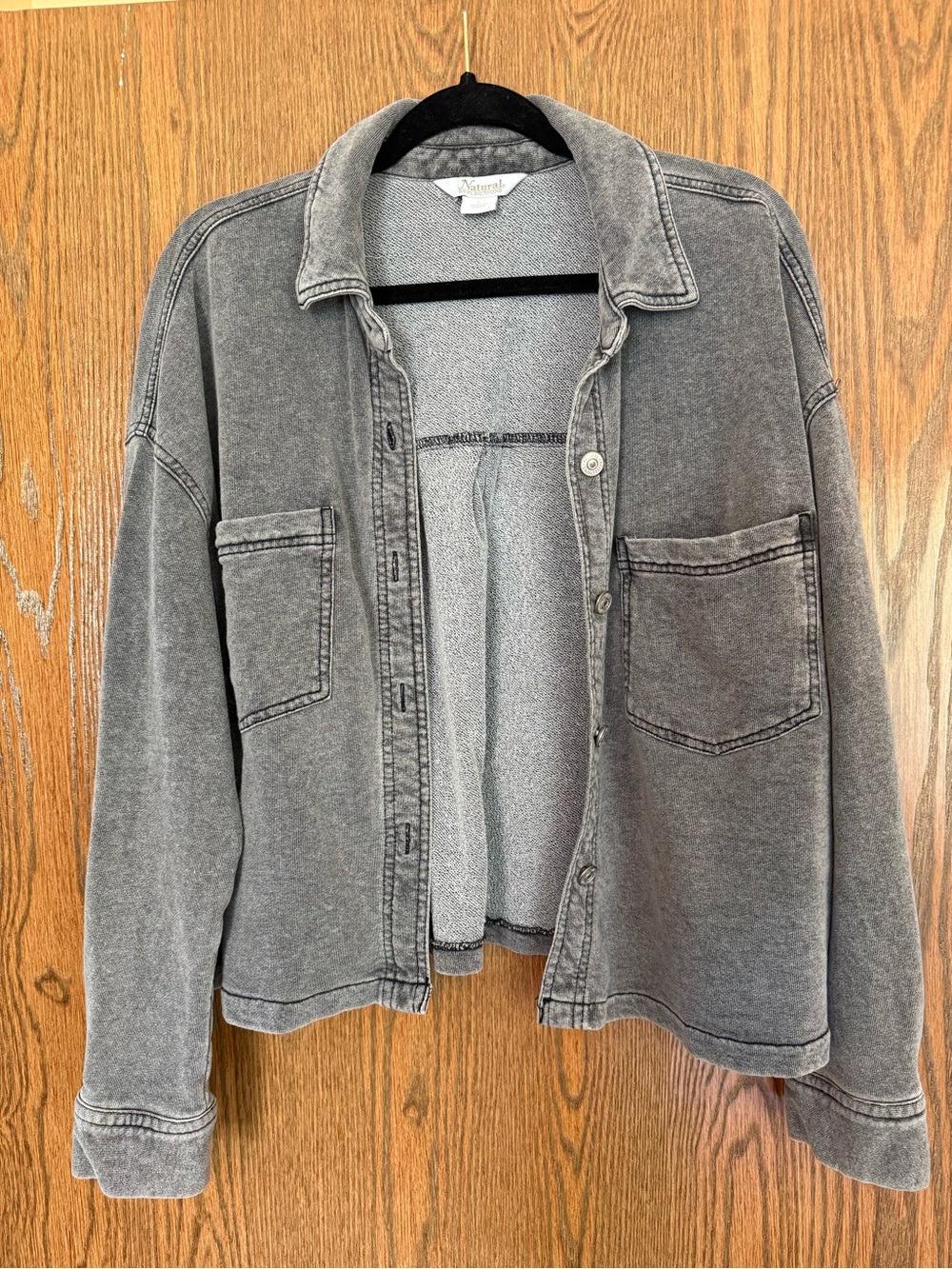 Natural Reflections Washed Gray Oversized Jean Jacket
